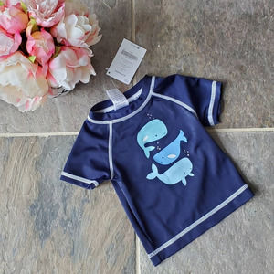 NWT Gymboree Whale Rash Guard (0-3M)